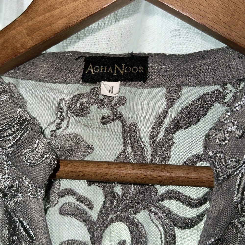 Agha Noor grey classic lace tunic $119 - Picture 4 of 8